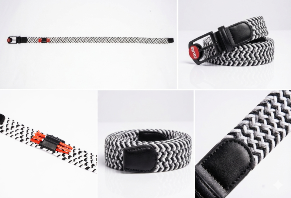 BRAIDED GOLF BELT ♠ Black/Grey/White
